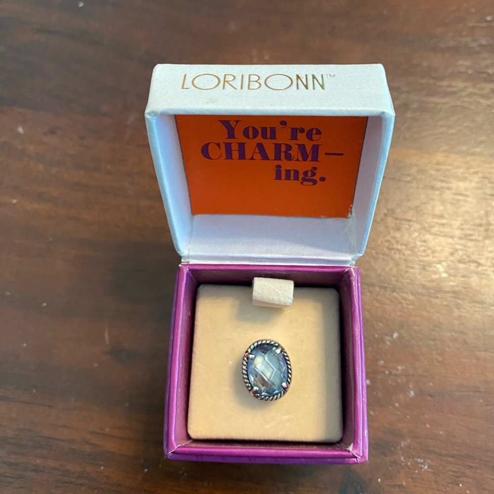 Lori Bonn Sterling Silver blue spritz Gemstone slide charm